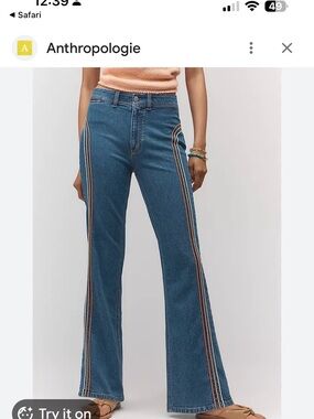 Anthropologie Blue High-Rise Rainbow Flare Jeans NWT pilcro